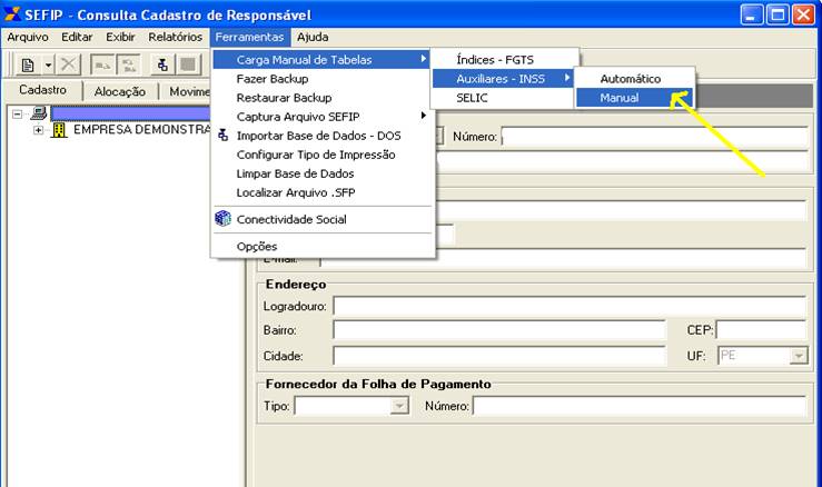 Atualiza O De Tabela Auxiliares Inss Do Sefip Llconsulte Sistemas